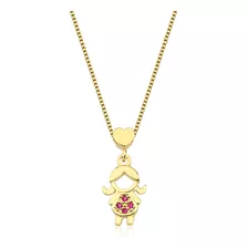 Colar Feminino Filha Com Pedrinhas Banhado A Ouro 18k