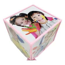 Cubo 3d De 6 Fotografías - Marco Giratorio Fotos Recuerdos Color Rosa
