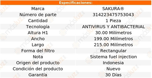 Filtro Aire Acondicionado Antivirus Altima 6 Cil 3.5l 02/06 Foto 2