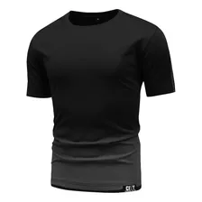 Moda Deportiva Casual Fake 2 En 1 Degradado Corta Playeras