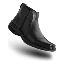 Bota Masculina C/ziper Anti-stress 100% Em Couro Legitimo