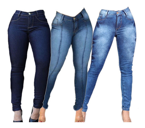 3 Calça Jeans Feminina Cintura Alta Com Lycla Frete Grátis 