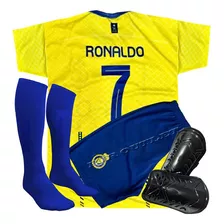 Conjunto Completo Futebol Meião Caneleira Uniforme Infantil