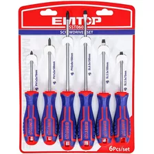 Kit Set Juego Destornilladores 6 Piezas Emtop Esst0602