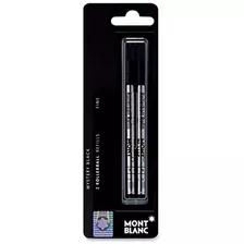 Recambios Mont Blanc, Rollerball, Punta Fina, Negro, Paquete