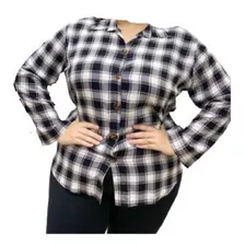 Camisa Blusa Manga Longa Estampa Xadrez Junina Plus Size