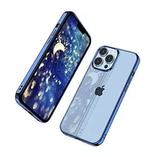 Funda Para Iphone13 Pro Cristal Trasnparente Borde Azul