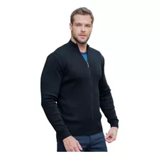 Sueter Tricot Com Zíper Agasalho Masculino Gola Redonda