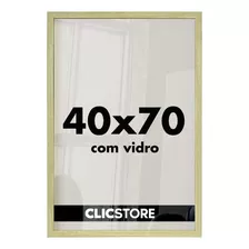  Moldura 40x70 Quadro Decorativo Vidro Poster Foto Corredor Cor Carvalho Liso 