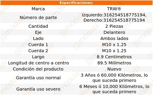 Kit 2 Tornillos Estab Del Gmc Tracker 89/91 Trw Foto 2