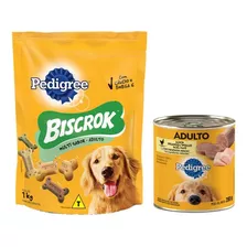 Kit Pedigree Biscrock + Patê Frango Para Cães Adultos 