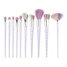 Kit Pinceis Maquiagem Unicornio Espiral 10 Pcs Profissional