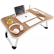 Mesa Madera Pc Laptop Cama C/ Portavaso & Tablet 60x40cm M8