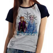 Blusa Baby Look Frozen Anna Elsa Ii Costas Desenho Animado 