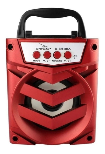 Alto-falante Grasep D-bh1065 Com Bluetooth Vermelho 