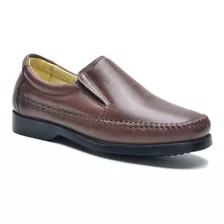 Mocassim Masculino Couro Legítimo Sola Gel Costurada Confort