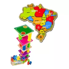 Mapa Do Brasil Quebra Cabeça Região + Torre Inteligente