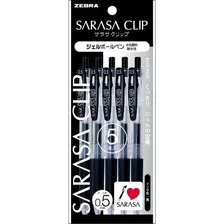 Set 5 Lápices Zebra Sarasa Clip 0.5mm Tinta Negra - Japonés Color De La Tinta Negro Color Del Exterior Negro