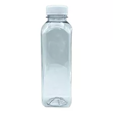 Botella Pet Cuadrada Juguero 450ml Con Tapa (25 Pzas)