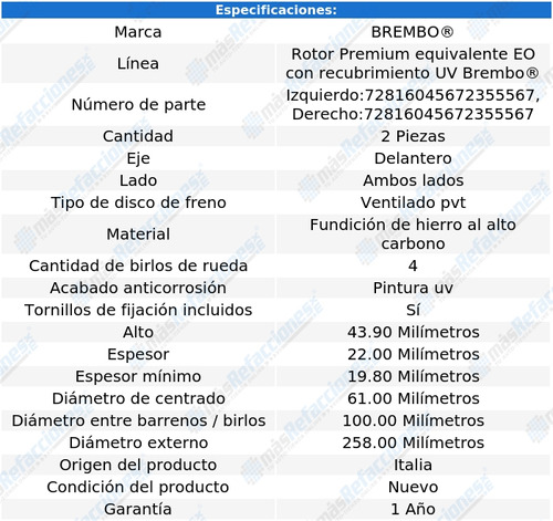 Par De Discos Ventilados Delanteros Fortwo 2016-2018 Brembo Foto 2