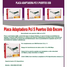 Placa Adaptadora Pci 5 Puertos Usb Encore