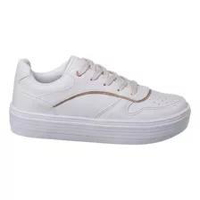 Tenis Feminino Casual Off White Com Recortes Confortável