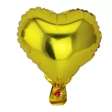 10 Balão Coração Metalizado Cores 21cm Decoração Cesta Flor