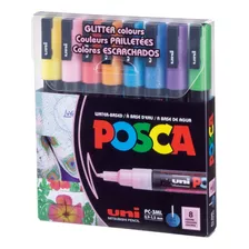 Marcadores Posca 3m Set 8 Colores Glitter