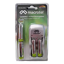 Cargador + 4 Pilas Recargables 2aa Y 2aaa Macrotel Mw-338