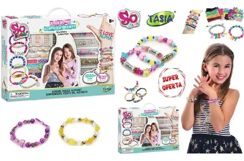 BIIB Kit Para Hacer Pulseras Artesania – Caja De 16 Cuentas, 17 Colgantes Y 3 Brazaletes Ajustables, Regalo Para Niñas De 4 A 13 Años