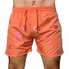 Short De Baño Hombre Estampado Suspensor / Maya 3 Bolsillos