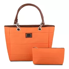 Bolsa Austin + Cosmetiquera Color Naranja/café