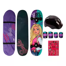 Skate Com Kit Proteção - Barbie Teen - Girl Power - Fun Div