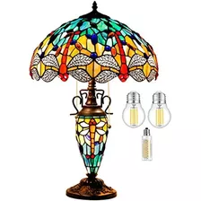 Lámpara De Mesa Tiffany Grande Rústica Con Luz Nocturna Lámp