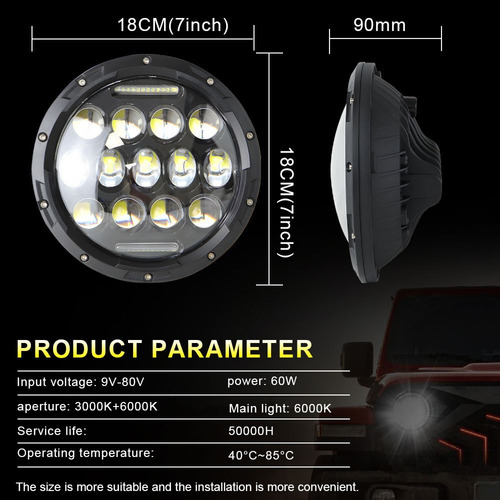 Faro Led Drl De 7 Pulgadas Para Hummer H1 H2 Para Samurai Foto 3