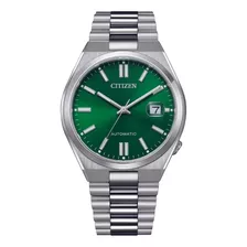 Reloj Citizen Nj0150-81x Tsuyosa Automático Con Correa Verde, Color Plateado