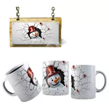 Caneca De Porcelana Decorada Boneco De Neve 3d 