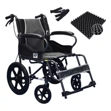 Silla De Ruedas De Transporte Liviana Con Frenos Plegable Color Gris