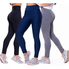 Kit 3 Leg Legging Suplex Feminina Moda Fitness Academia