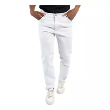 Jean Pantalon Hombre Gabardina Elastizada Corte Jean Blanco