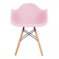 Cadeira De Jantar Elidy Charles Eames Eiffel Com Braço, Estrutura De Cor Rosa, 4 Unidades