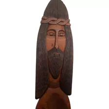 Face De Cristo Madeira Esculpida Maciça Artesanato Religioso