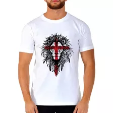 Camiseta Masculina Moda Evangélica Jesus Leão Judá Cruz Lion