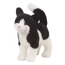 Douglas Patinete De Peluche De Gato Blanco Y Negro