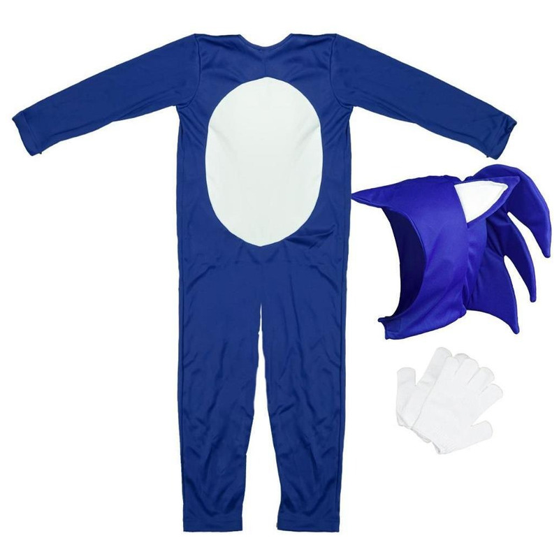 Fantasia Infantil Sonic Ouriço Completa Macacão Luvas Touca