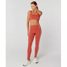 Calça Legging Risca De Giz Bolsos Laterais Alto Giro 