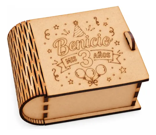 Caja Mdf Cumpleaños Souvenir Golosina Recuerdo Fibrofacil X5 Marrón Claro