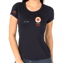 Camiseta Algodão Samu 192 Médica Bordado Peito Costas Manga