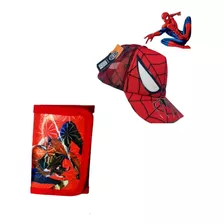 Boné + Carteira Herói Homem Aranha Menino Infantil Verão Sol