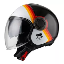 Capacete De Moto Aberto Nzi Ringway Skyline Preto E Branco